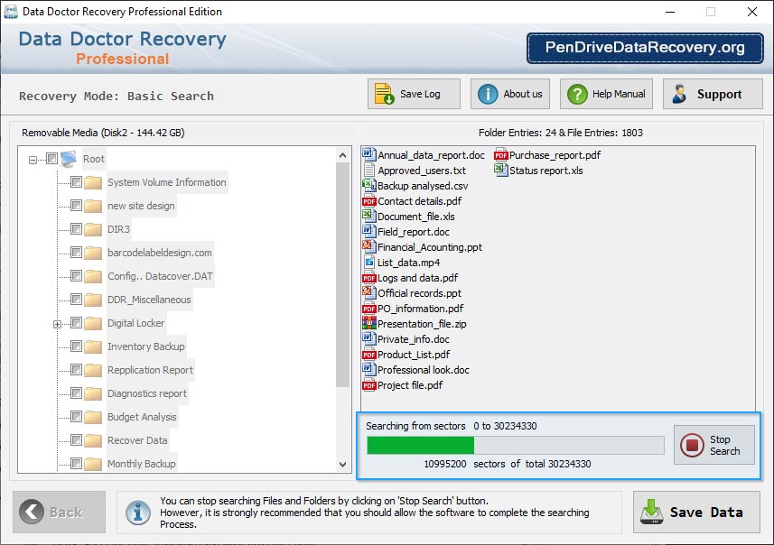 DDR Professional Data Recovery Software Screenshot