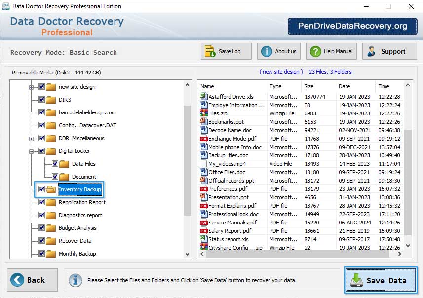 Save recovered data files